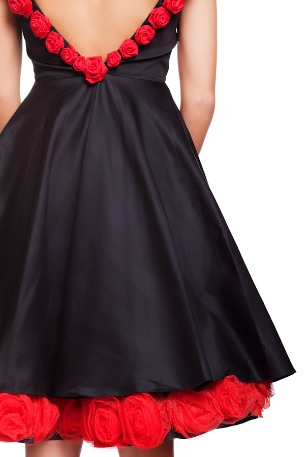 black with roses dress