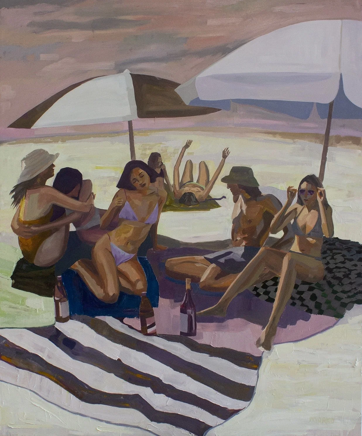 It was immediate, the golden hour, everyone fell into their perfect self 150x180cm, oil on polyester, 