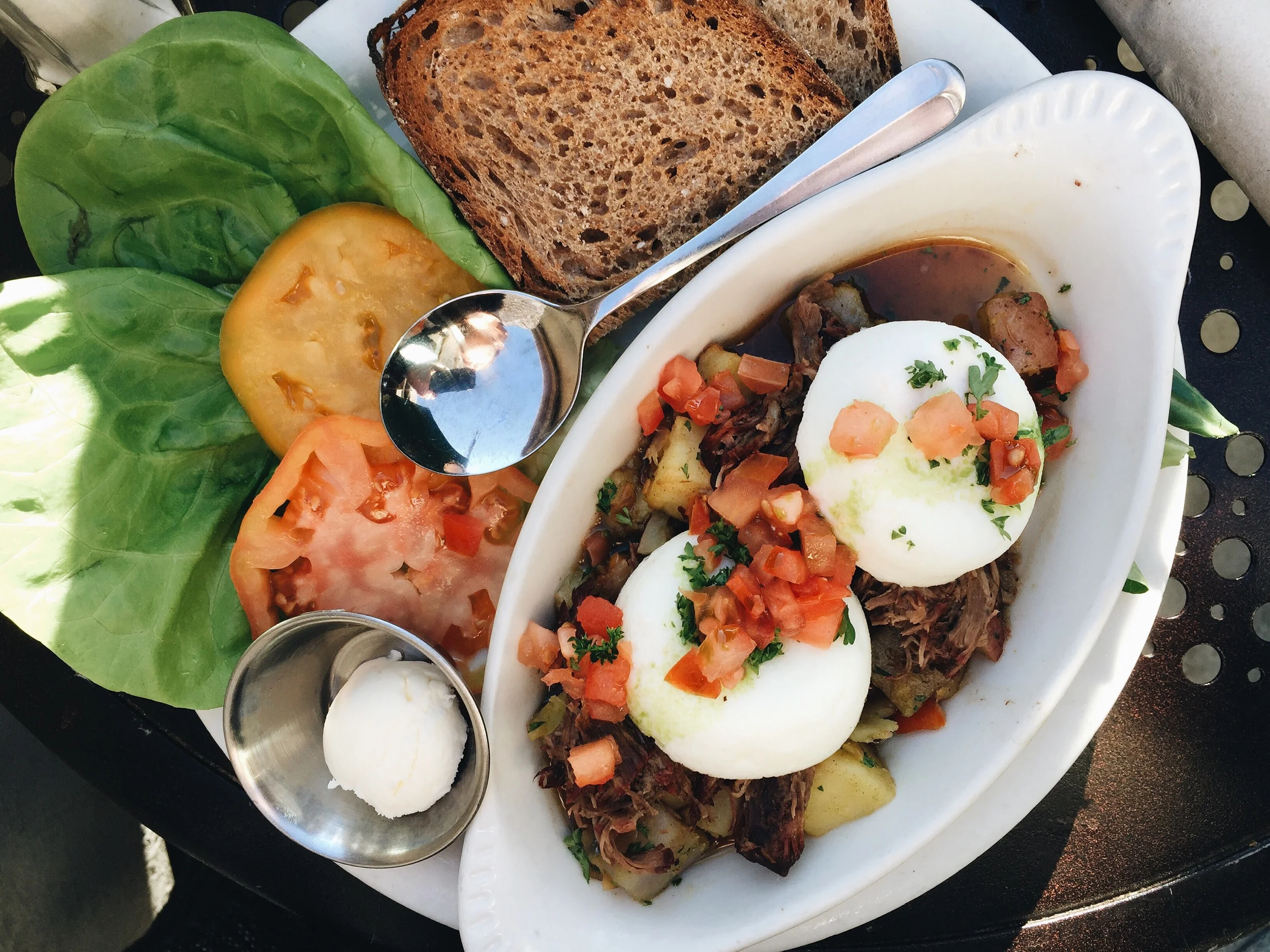 "Natural beef hash" from Urth Cafe in Santa Monica. AKA first breakfast. 