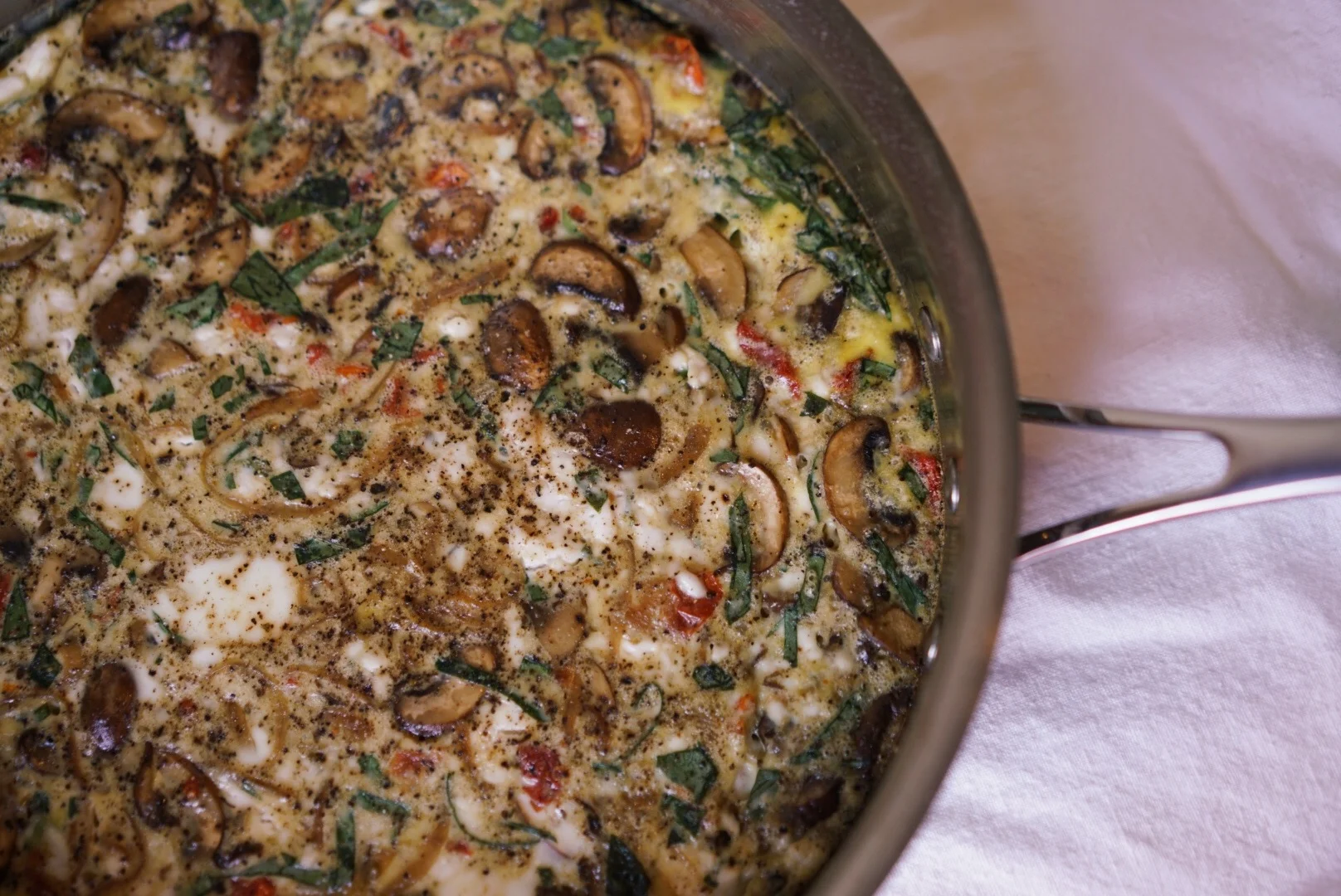 Basil + Sun Dried Tomato Frittata
