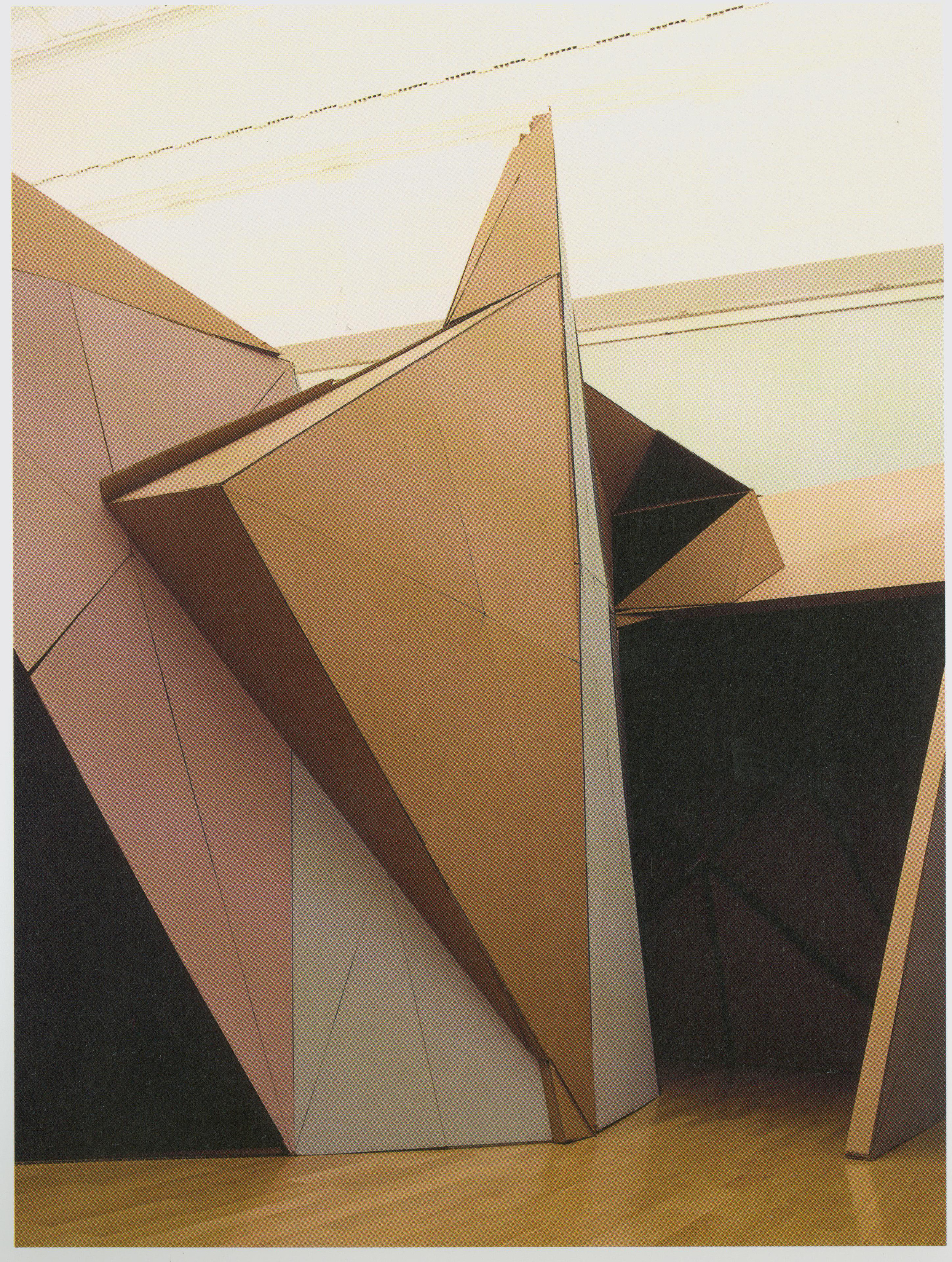 The design of the space was inspired equally by David Lynch’s Blue Velvet, which the sculptural elements inside of the installation were recreated from, and Kurt Schwitters’s Merzbau.