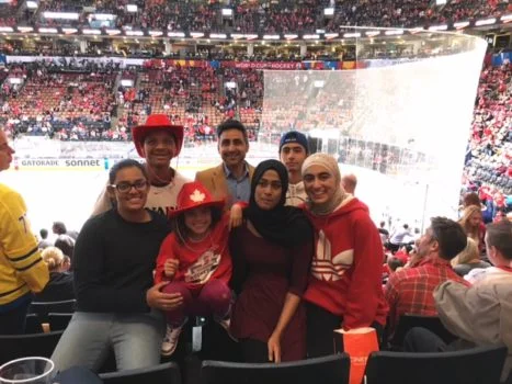 Hockey 4 Youth students (Akbar, Srinidhi & Aya) attend World Cup of Hockey Game (Canada vs. Czech Republic) on Sept 17, 2016. Photo courtesy of Mr. Paul Hillman
