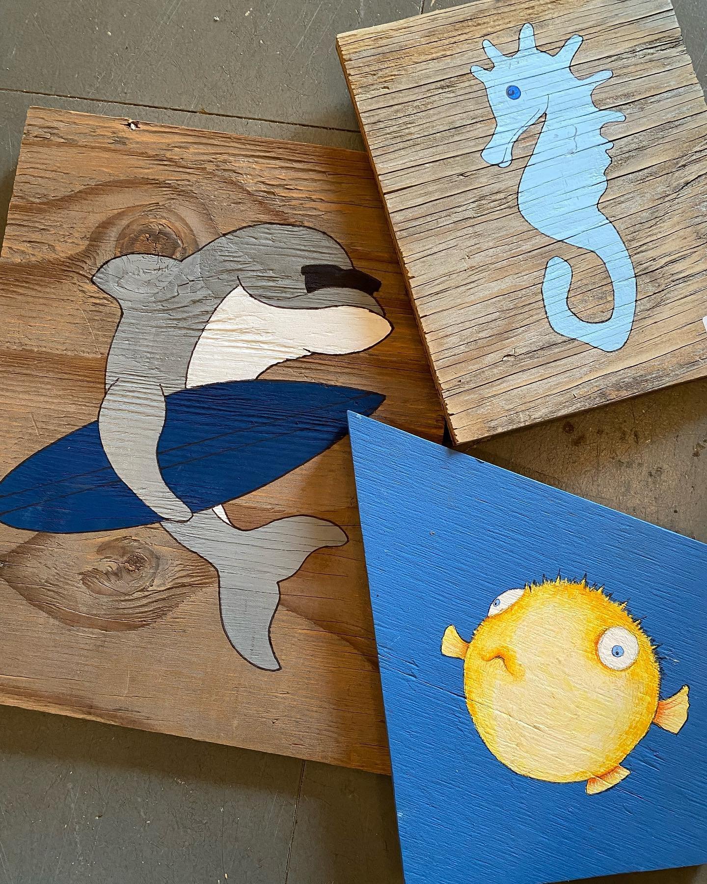 New artwork!!!

These sea creature paintings are great for kids of all ages from decorating a baby&rsquo;s nursery to grandpa&rsquo;s study (because you know he&rsquo;s still a kid at heart).

Make the most of this rainy day. Come check them out alon