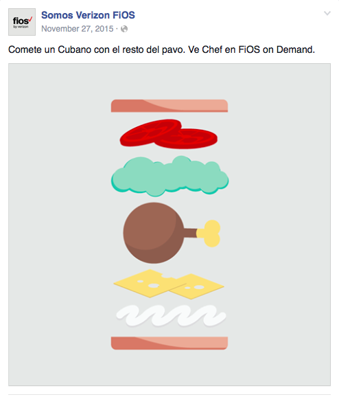 Copy Translation: Enjoy a Cubano with the rest of the turkey. Watch Chef on FiOS on Demand. 