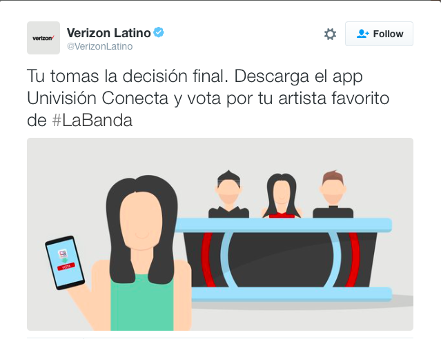 Copy Translation: You make the final decision. Download the Univisión Conecta app and vote for your favorite #LaBanda artist. 