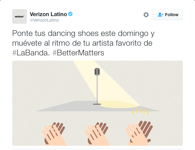 Copy Translation: Put on your dancing shoes this Sunday and move to the sound of your favorite #LaBanda artist. #BetterMatters 