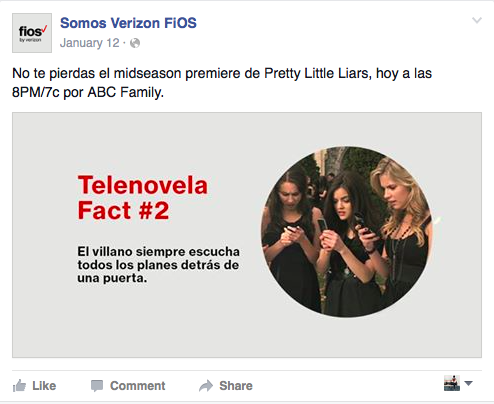 Copy Translation: Don't miss the midseason premiere of Pretty Little Liars, tonight at 8PM/7c on @ABCFamily. IN IMG Translation: The villain always hears every plan from behind a door. 