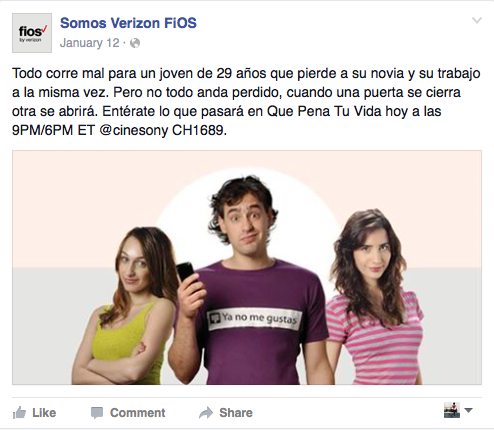 Copy Translation: This aren't going well for a 29 year old that loses his girlfriend and his job at the same time. But not all is lost. When one door closes another is opened. Find out what happens in, Que Pena tu Vida, tonight at 9PM/6PM ET. C