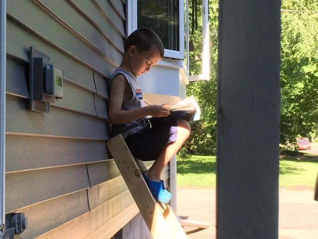 on a ladder he built himself