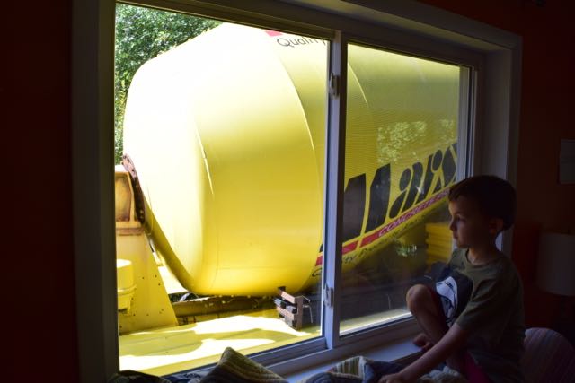 Look, Ma: there's a concrete mixer in our driveway.