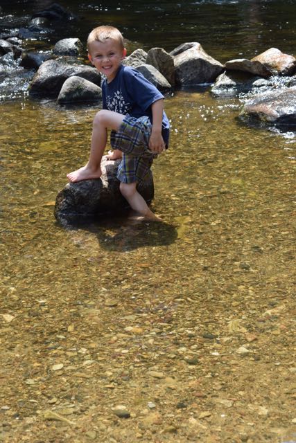 (wading in the creek)