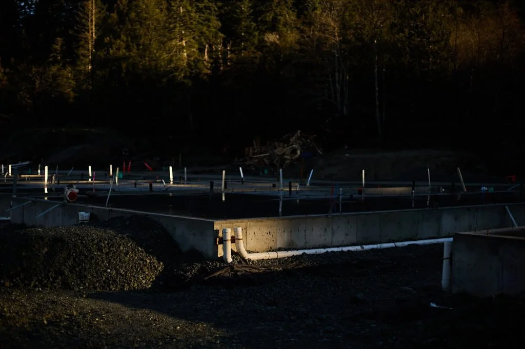 Morning light on construction site