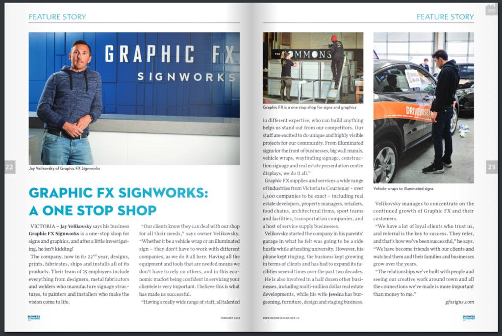 tearsheet of graphic FX signworks in Business Examiner.jpg
