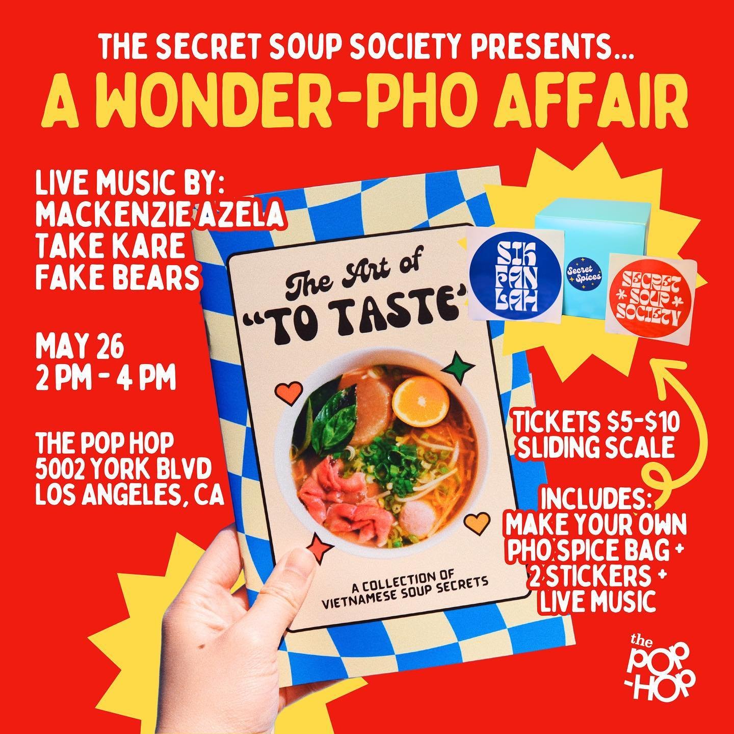 TICKETS IN BIO
Explore the art of taste and sound in this experience centered around live music and recipes! You will unlock Vietnamese soup secrets as you build your own spice bag to take home and make a simple and delicious Phở. There will be pho-n