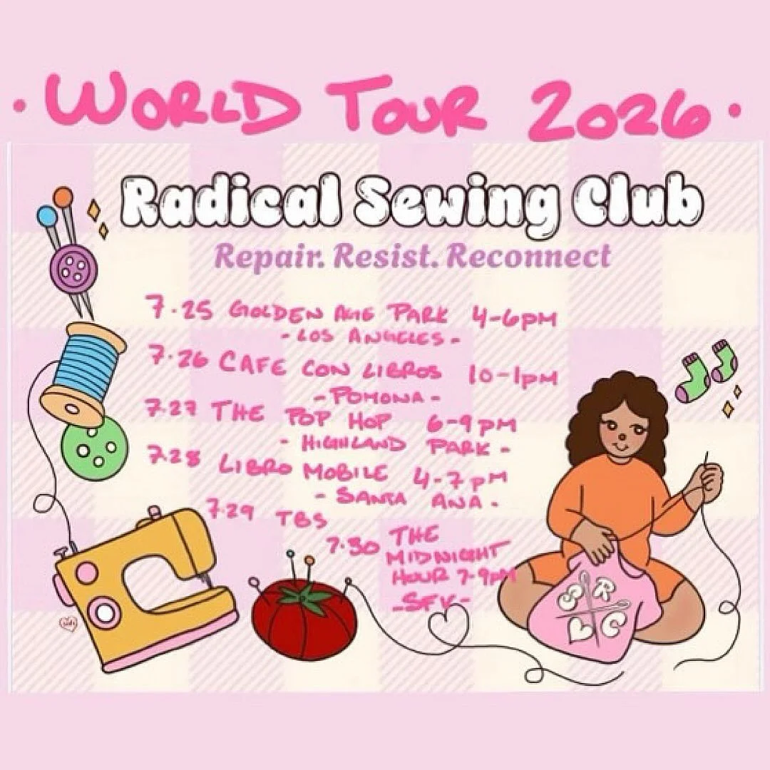 Announcing the @radicalsewingclub
✨ 2026 World Tour✨

We&rsquo;ve got a full week of back to back Radical Sewing Club fun coming at the end of this month! We&rsquo;ll be making our way to some of our favorite community spaces to teach you clothing re