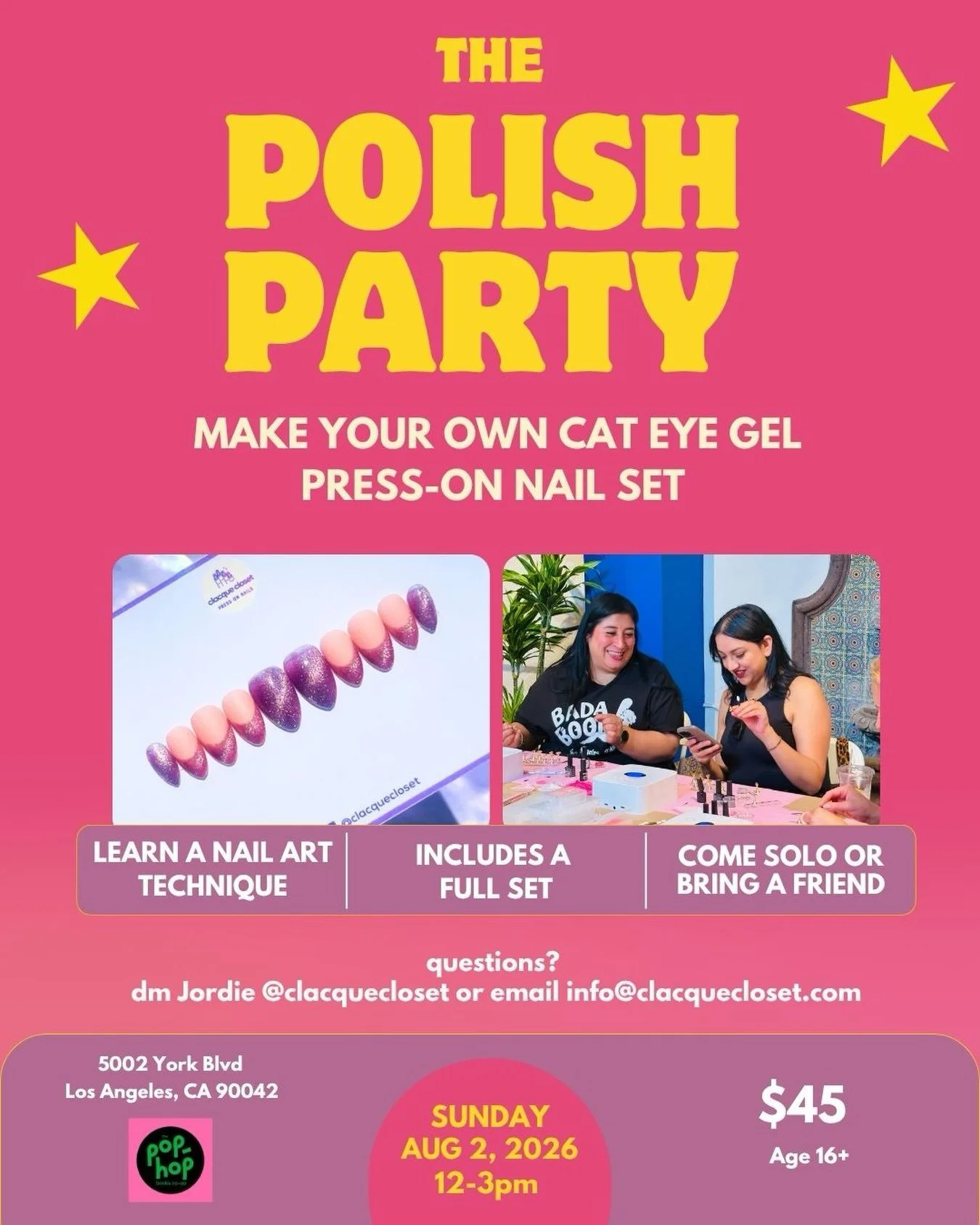 Come spend your Sunday afternoon creating a stunning, light-catching set of press-on nails in this beginner-friendly workshop. We&rsquo;ll focus specifically on the mesmerizing world of cat eye gel, teaching you how to use magnetic wands to create ev