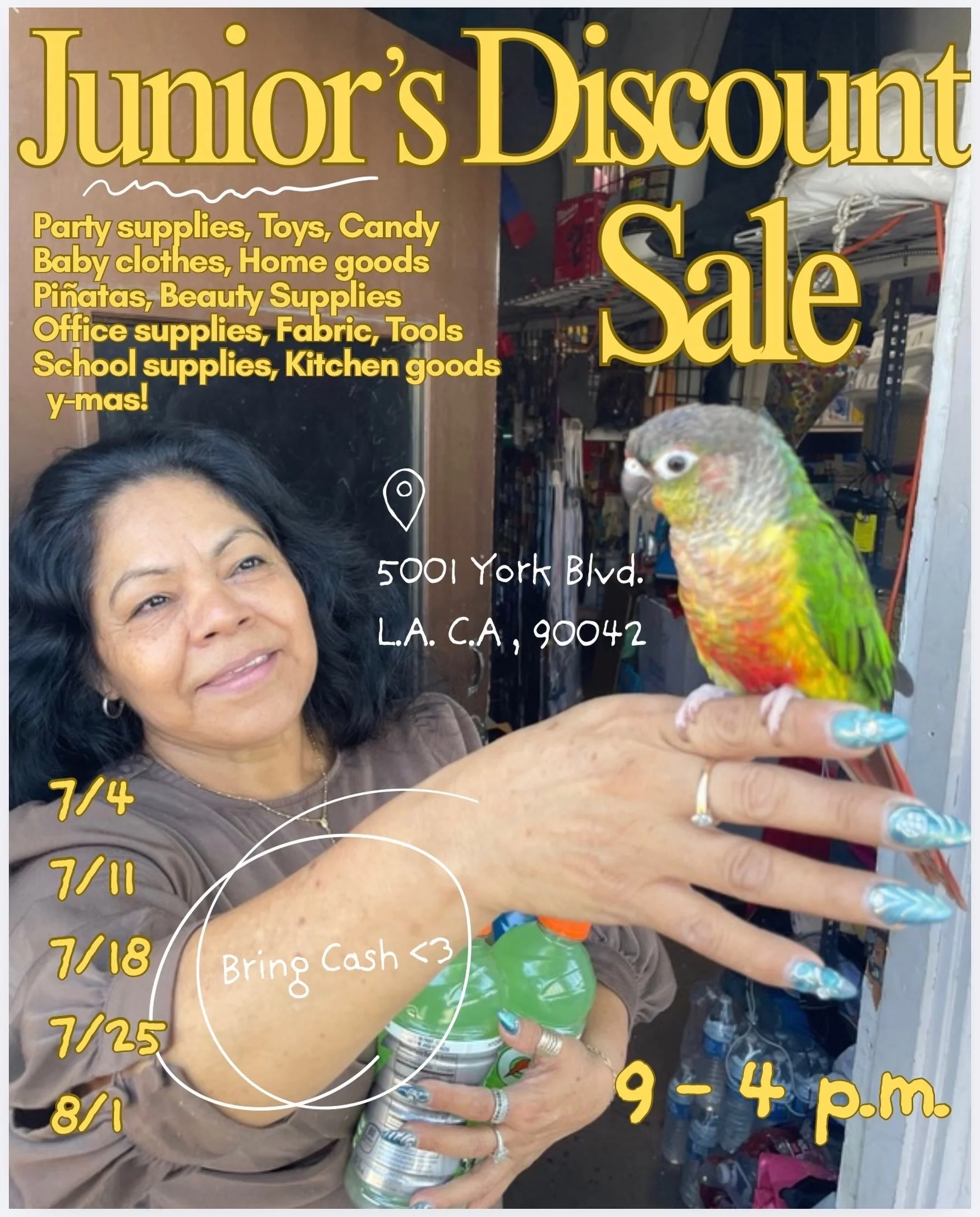 Come out and support our neighbor @juniorsdiscount, a small business that has been on York Blvd. for a generation and is facing eviction by the new building owner. Teachers can find lots of school and project supplies. Cash preferred!

Remaining sale