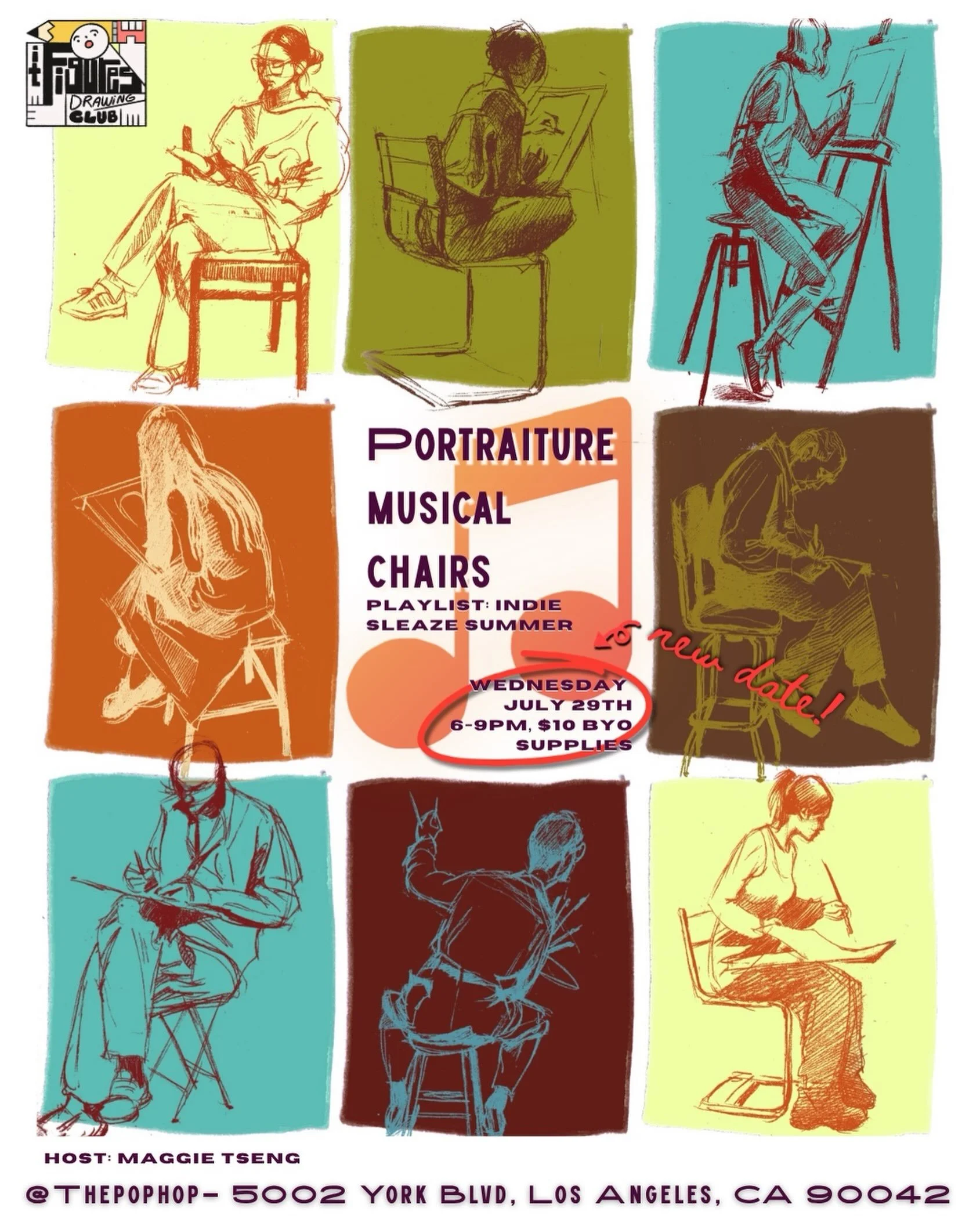@itfiguresdrawingclub A quick update! ❤️

We&rsquo;ve decided to move this week&rsquo;s Portraiture Musical Chairs session to next Wednesday, July 29.

Another community that shares our space is holding a memorial gathering, and it felt important to 