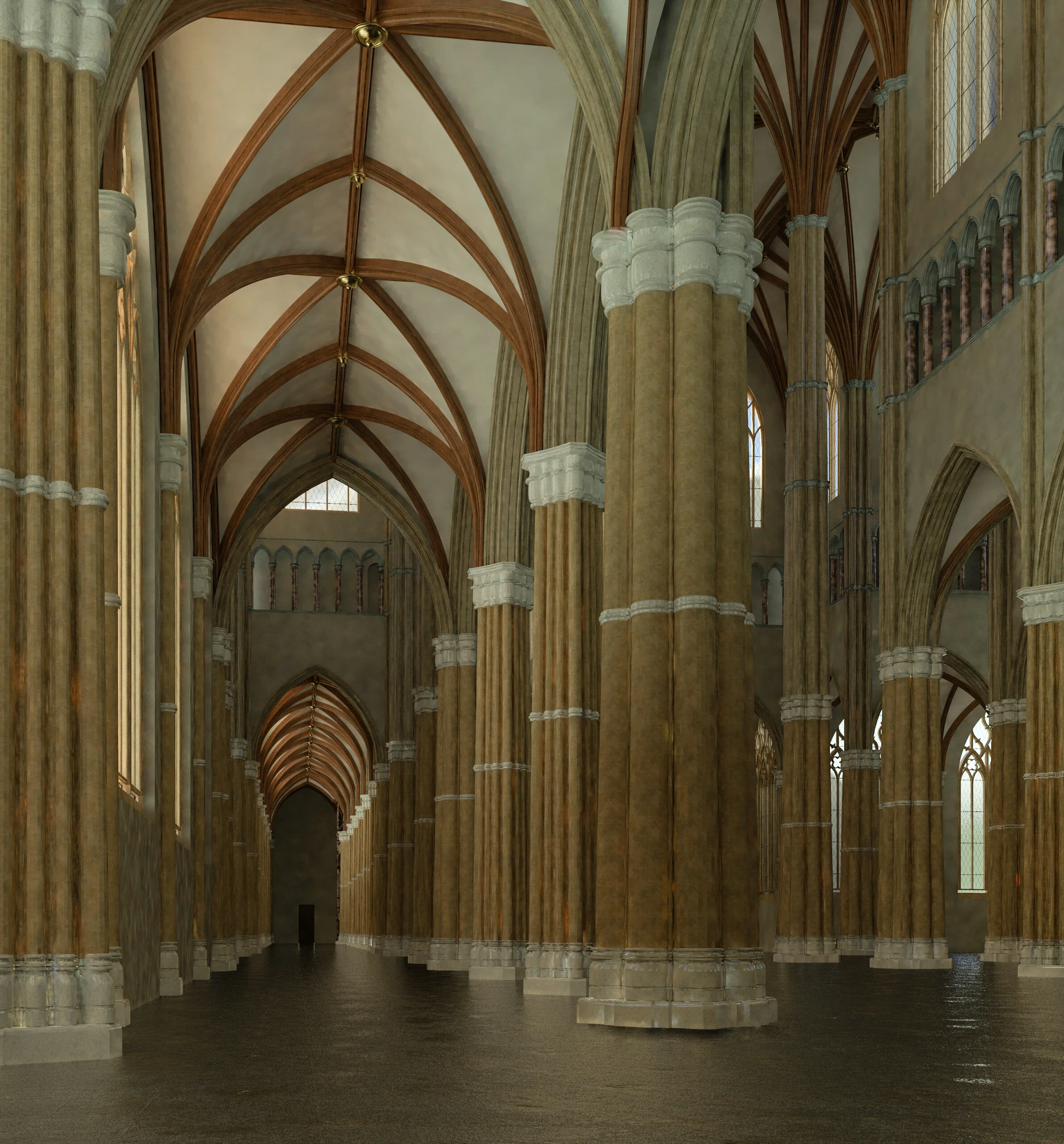 Interior View Historical Cathedral 3d Model Architectural History Rendering Windows Fenestration