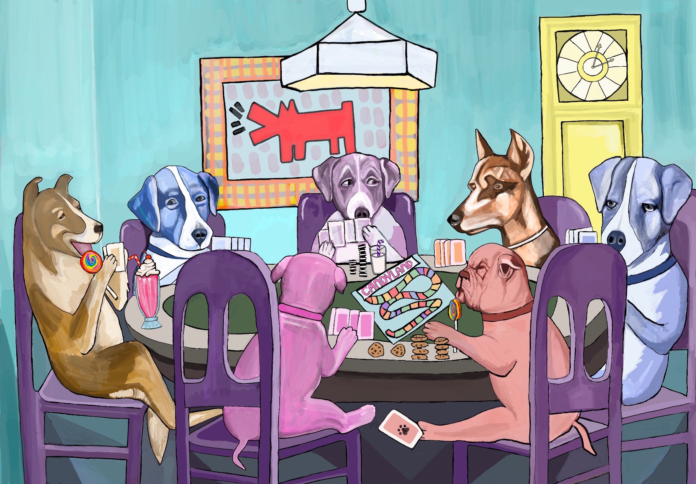 Dogs playing poker
