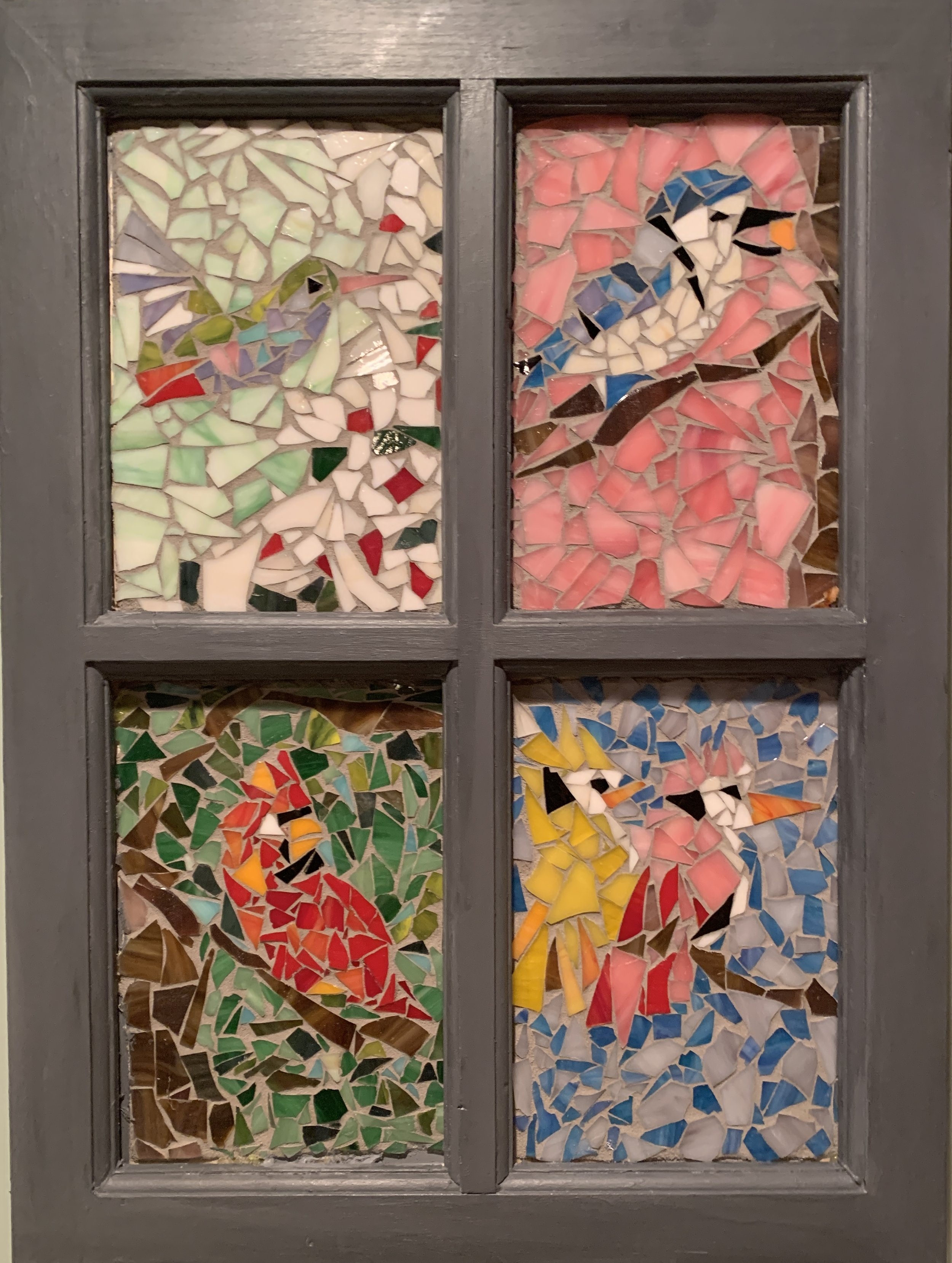 Stained glass on wood