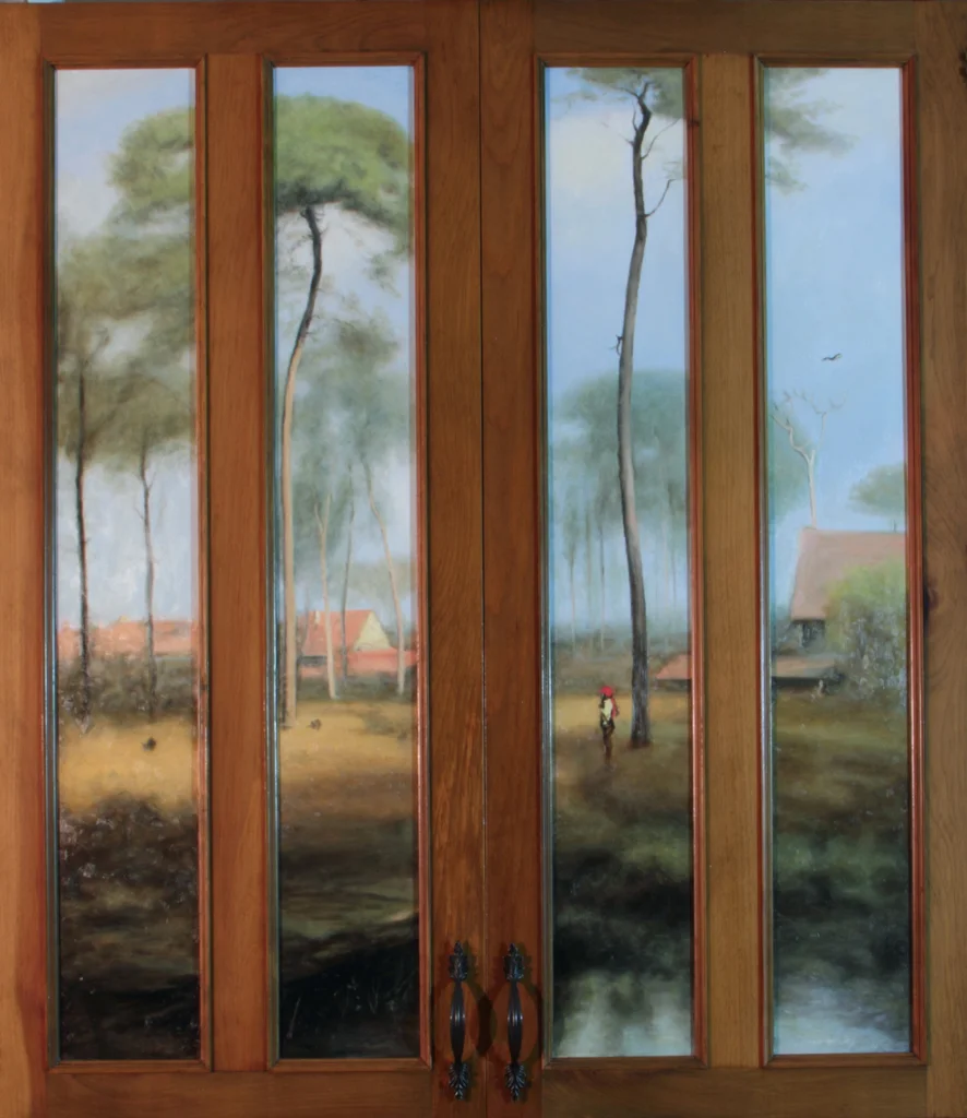Innes Copy , Oil on wood panel cabinet doors