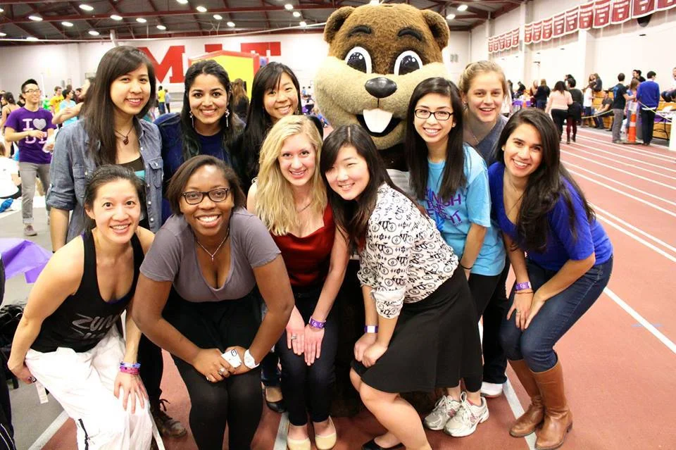 Thetas at Relay for Life 2014 with Tim the Beaver.