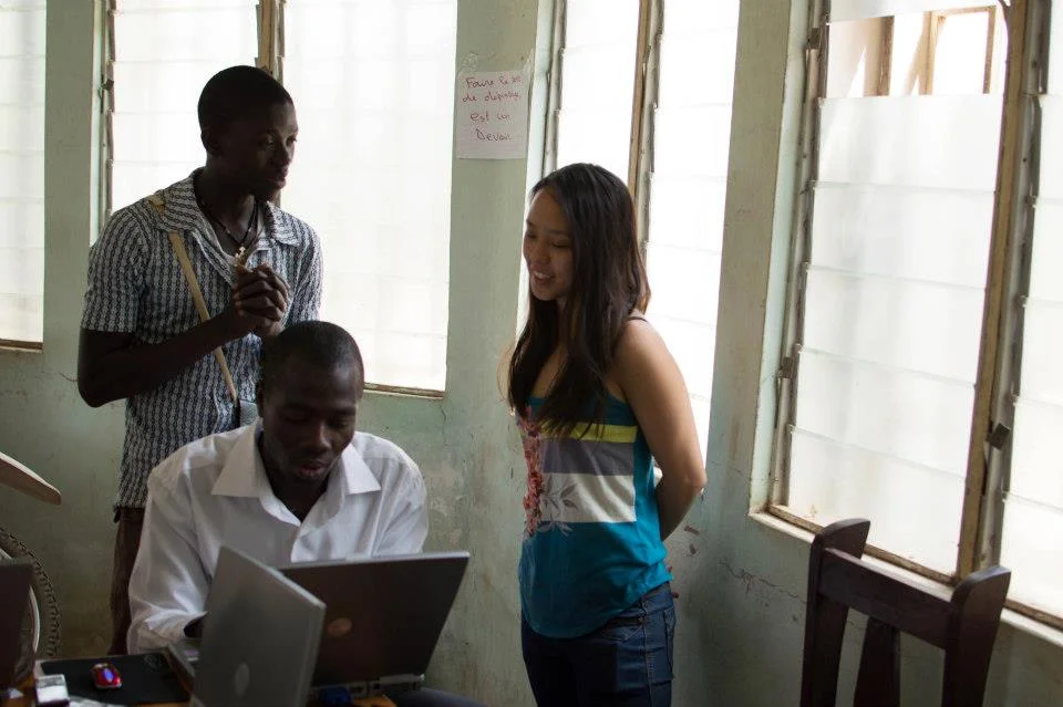 Sherry Fu, Class of 2014, teaching computer literacy at a health clinic in Togo, Africa.