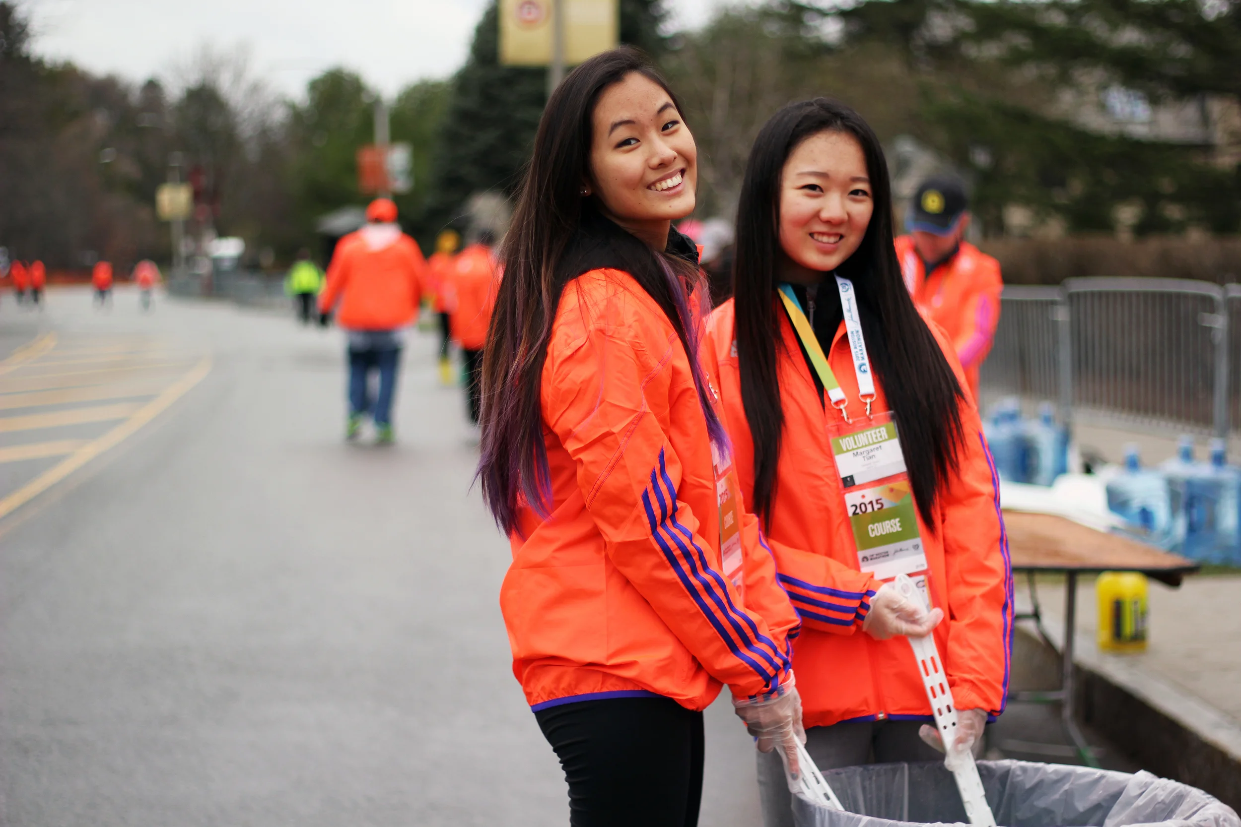 Sisters helping runners cool off at the Boston Marathon in 2015—we send volunteers to the Marathon every year!