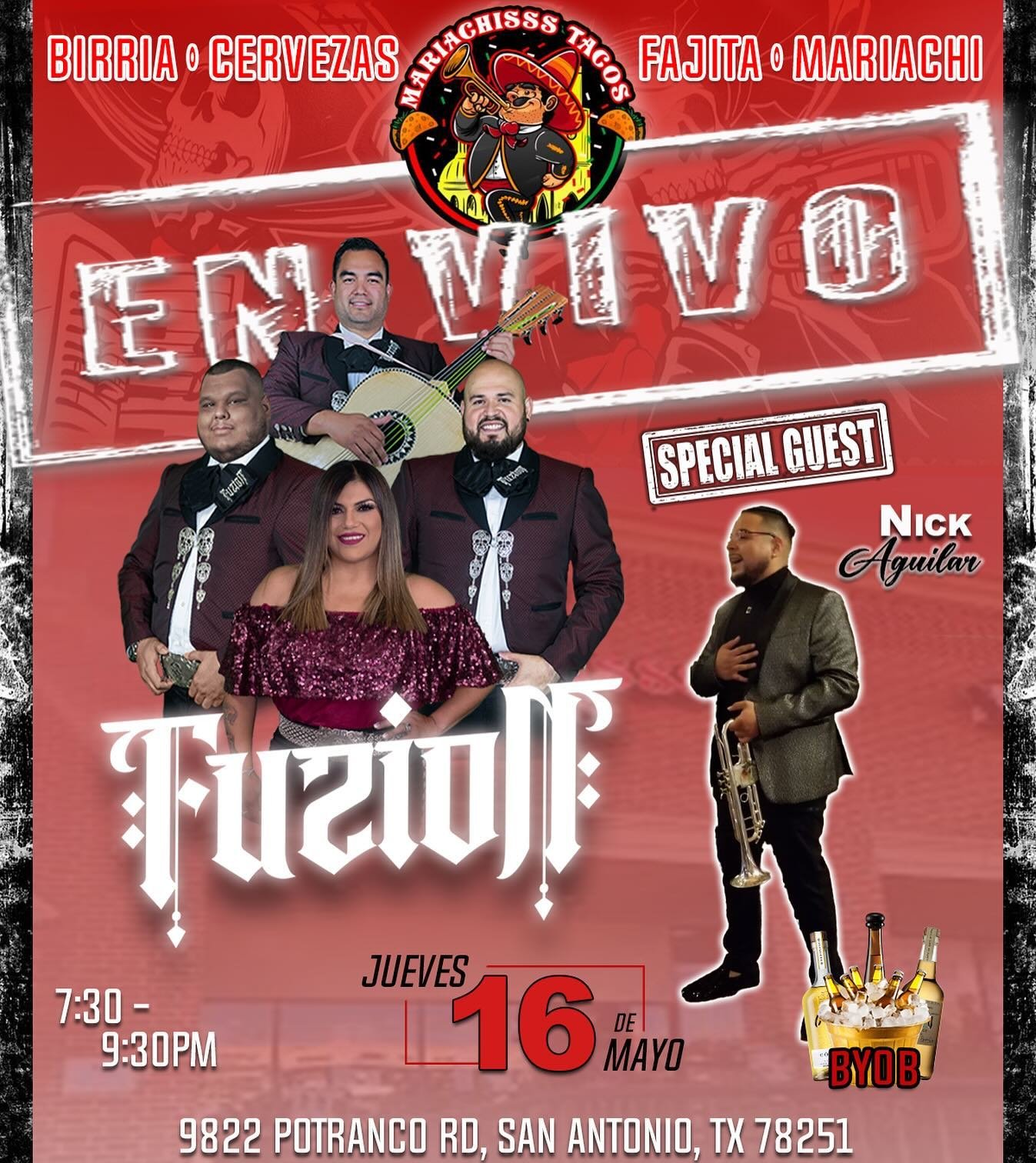 ❗️THURSDAY NITE❗️

We&rsquo;re back LIVE at @mariachisss_tacos with a very special guest! Come on out and enjoy our versatile show y el mejor ambiente en San Antonio! 🔥🎶🪗🎺🎤 #fuzionmariachi #thirstythursday #juevebes #kumbia #norte&ntilde;o #band
