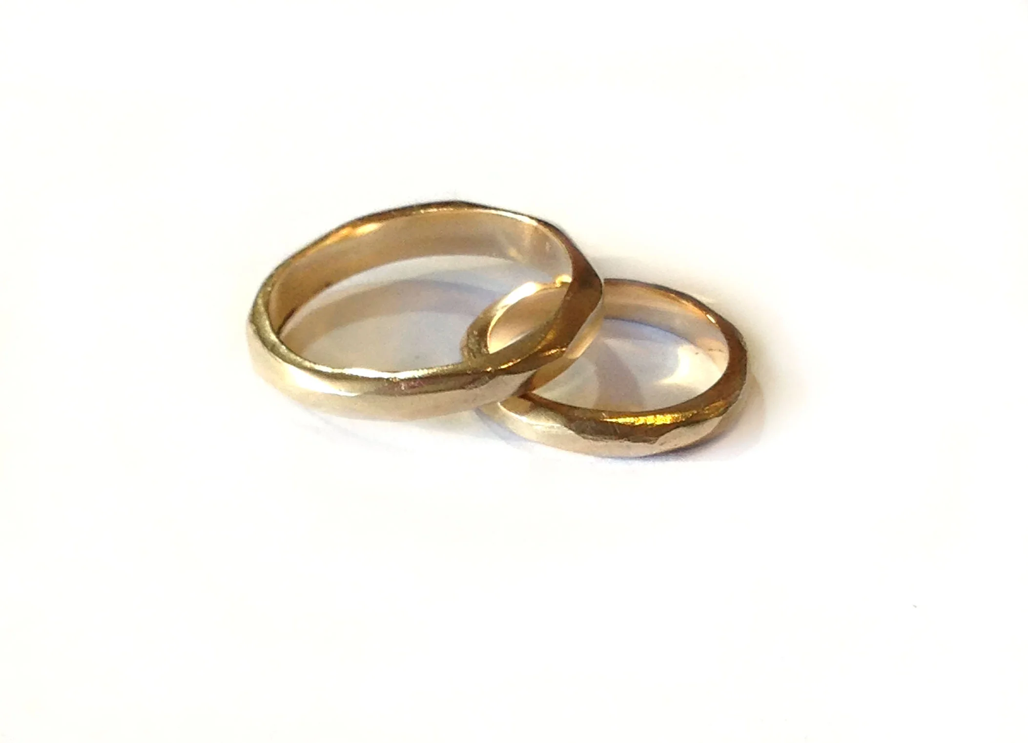 Handmade 14K Gold Faceted Wedding Bands