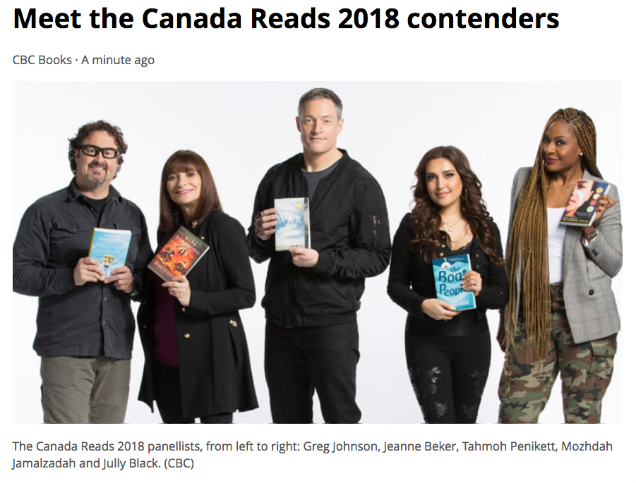 FORGIVENESS makes the Canada Reads shortlist, January 30, 2108.
