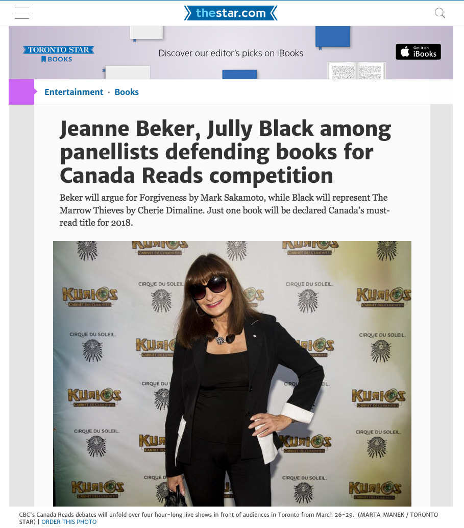Canadian Press, Jeanne Beker argues for Forgiveness, January 30, 2018