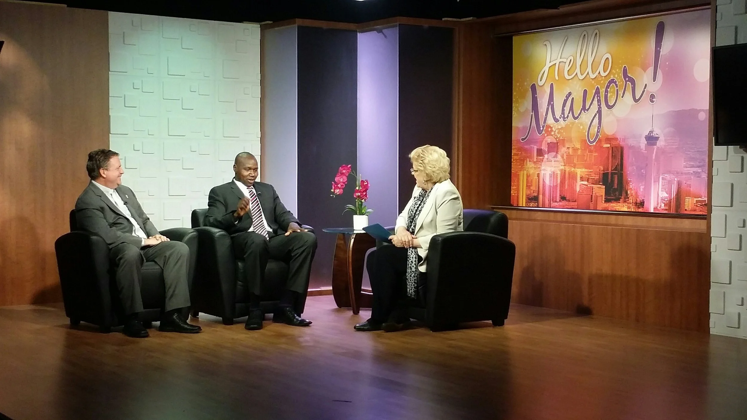 Biar and Catholic Charities President & CEO, Deacon Thomas Roberts on Hello Mayor! TV show with Mayor Carolyn Goodman 5.9.16