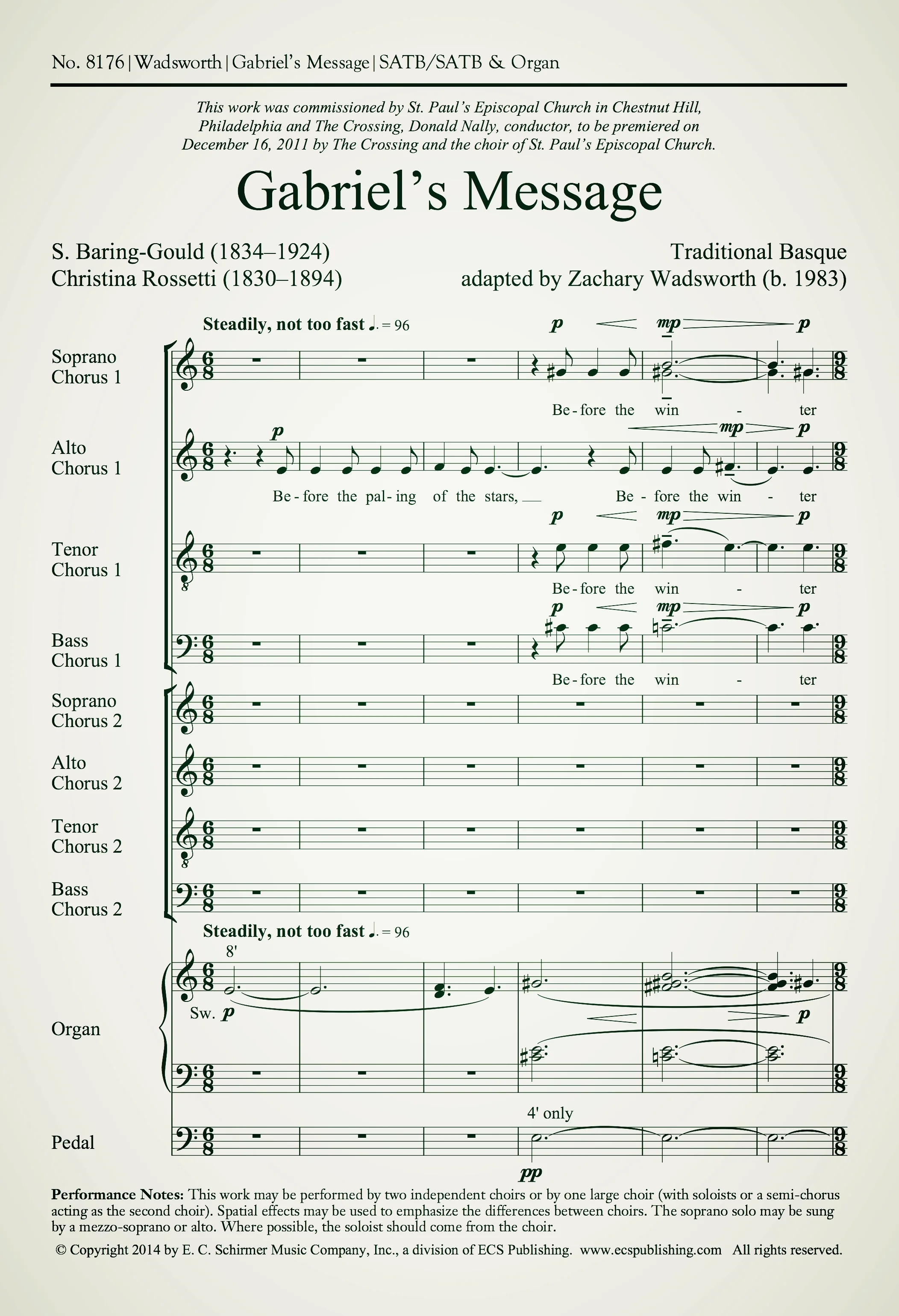 E.C. Schirmer publishes "Gabriel's Message"