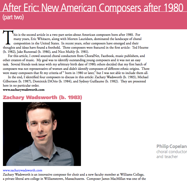 Feature in the International Choral Bulletin