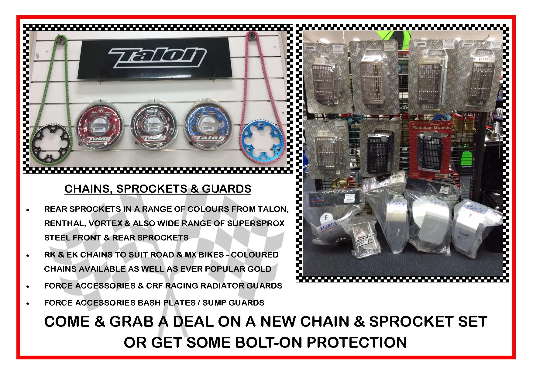 chains & sprockets and rad guards/bash plates