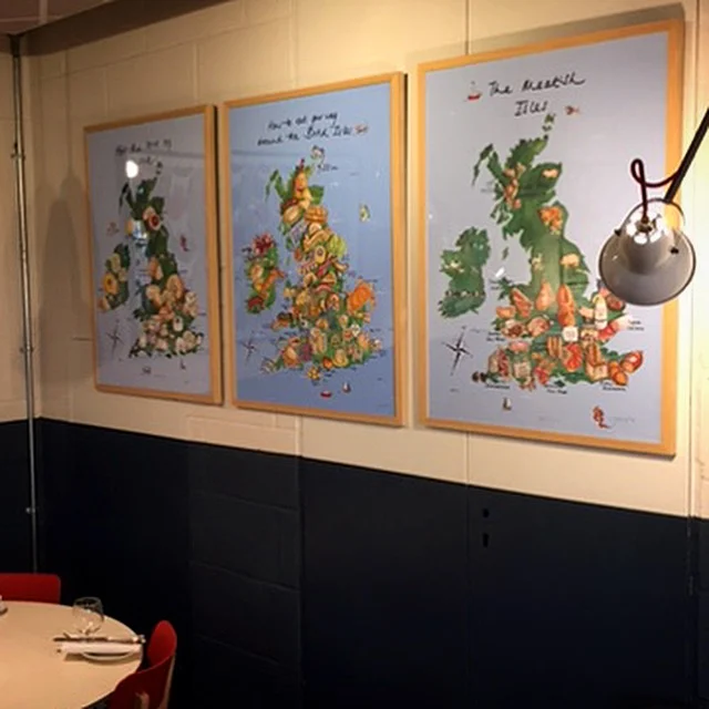 Great British Produce maps in Conran restaurant