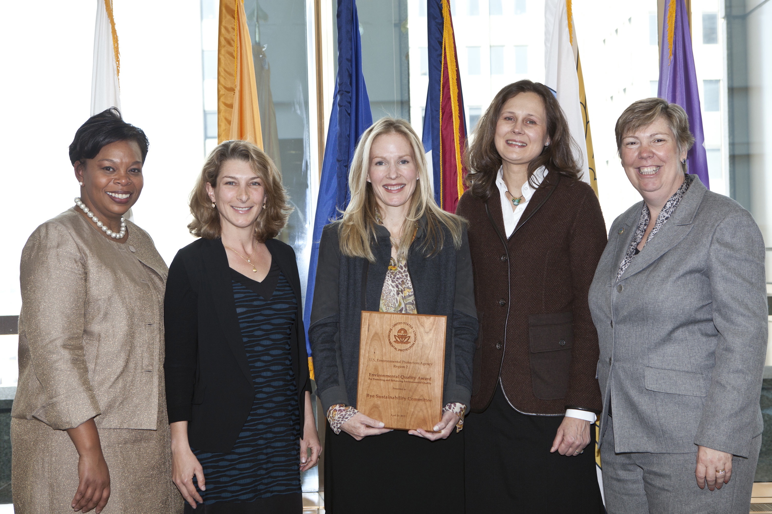 Members of Rye Sustainability Committee receiving the 2012 EPA Environmental Quality Award