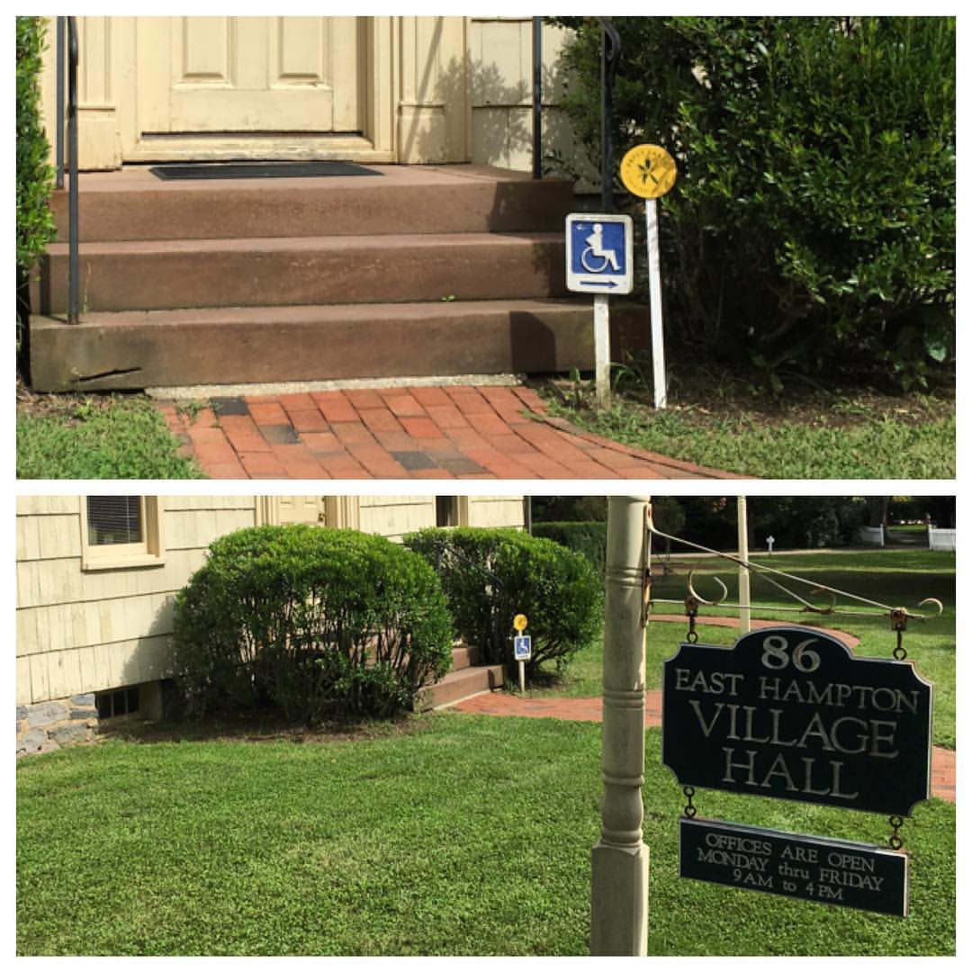 Perfect Earth Project's "Leif" Sign in front of East Hampton Village Hall