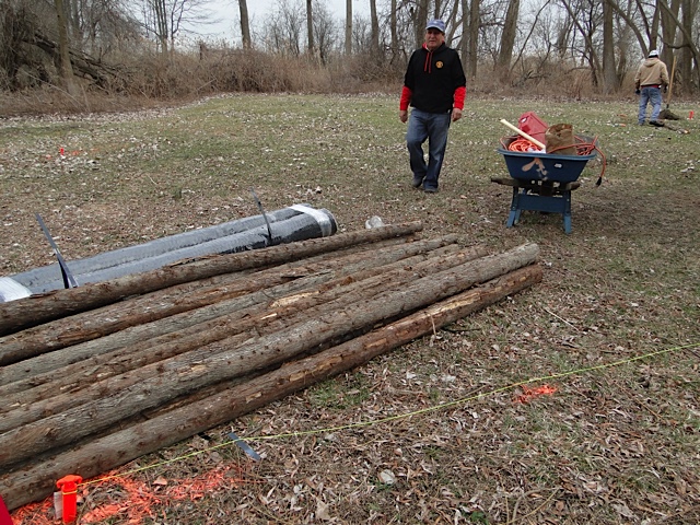 The poles are delivered for the garden fence