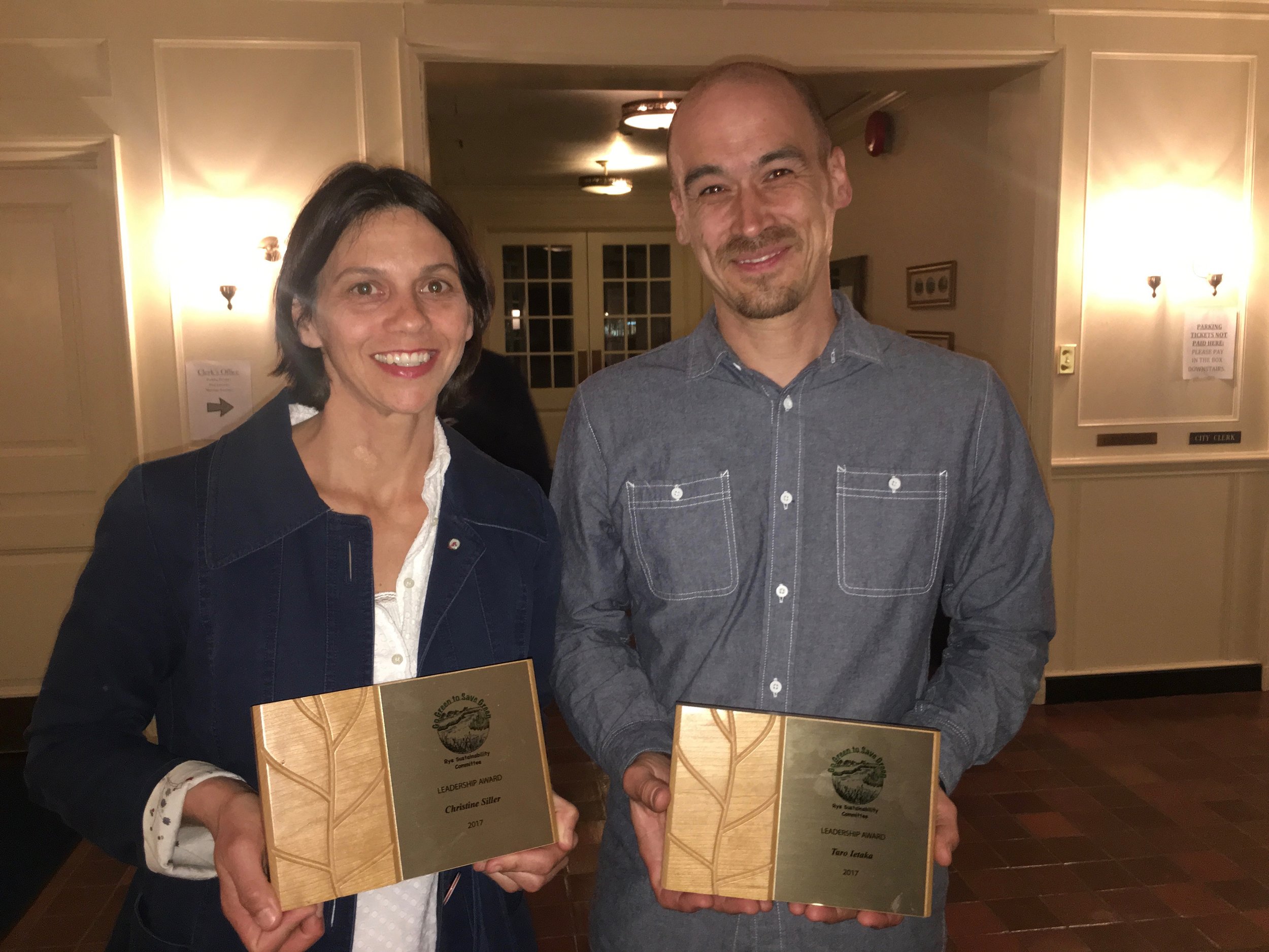 2017 Rye Sustainability Leadership Award winners Christine Siller and Taro Ietaka