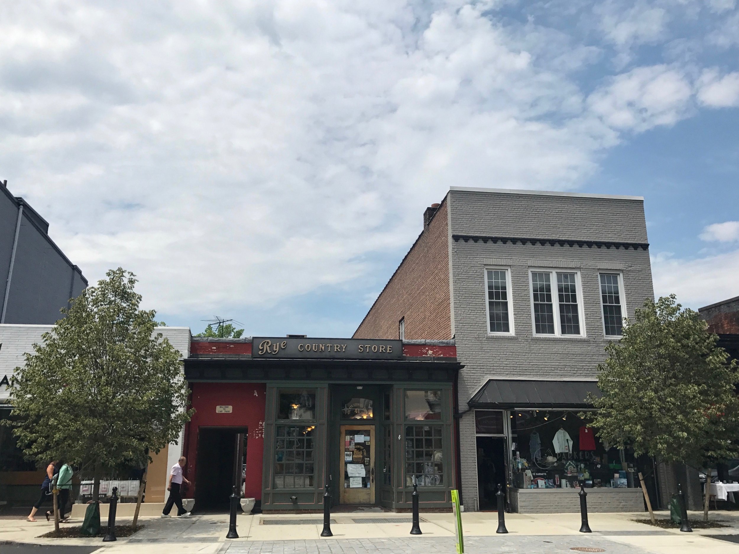 Two lindens flank Rye Country Store
