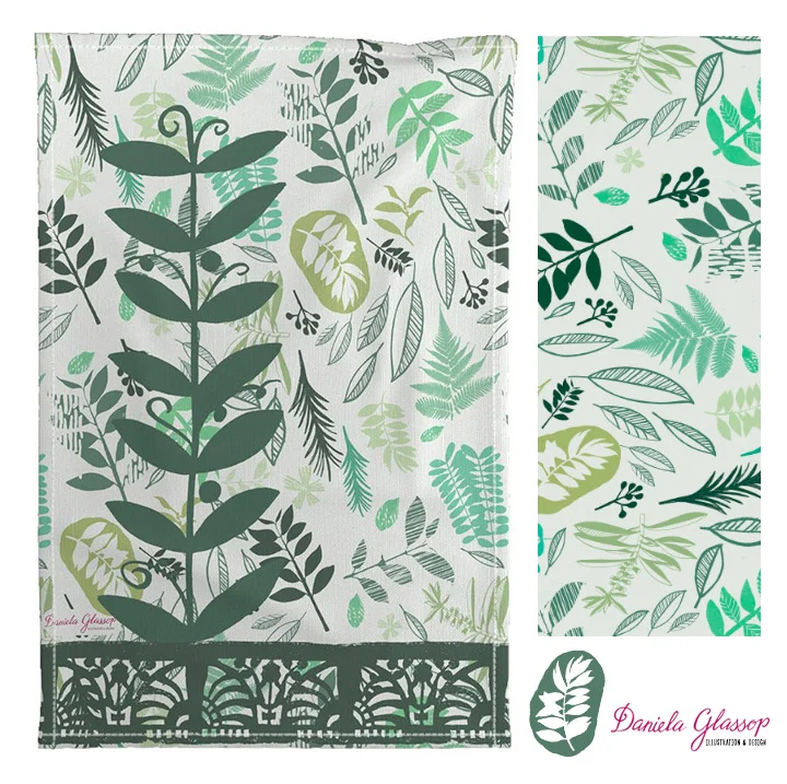 Botanical Lino Print Foliage ©DanielaGlassop