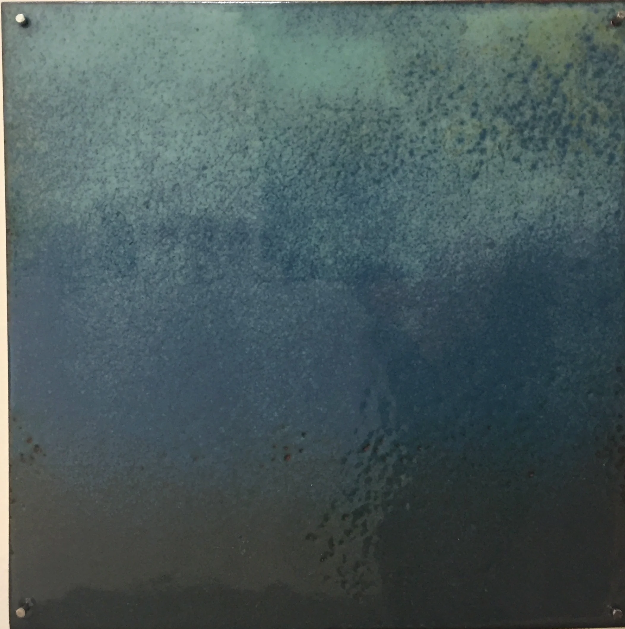 Blue Horizon Study kiln enamel on copper 3”x 3” 2018