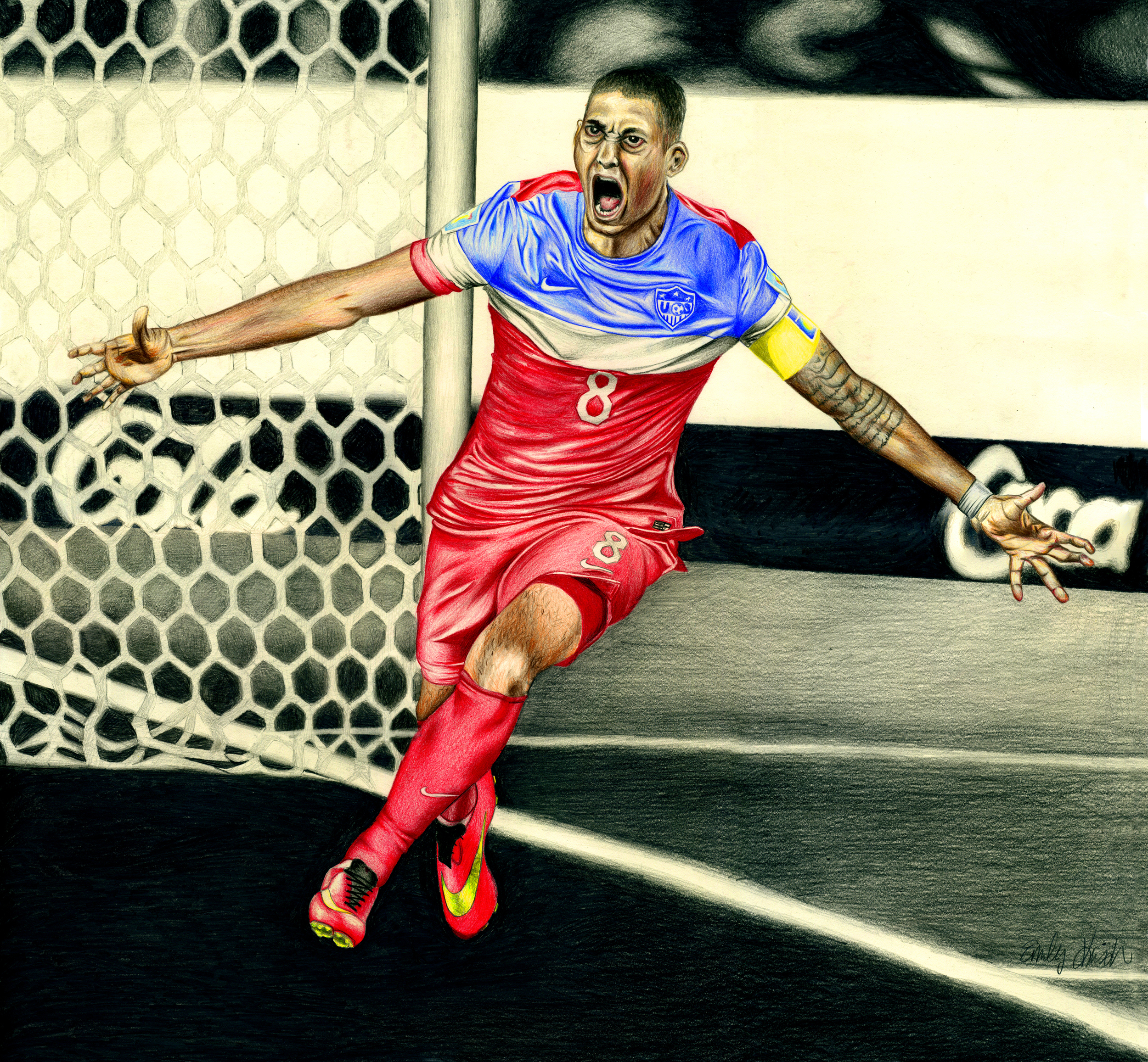2014.colored pencil. 'Clint Dempsey' for Dom Angelo
