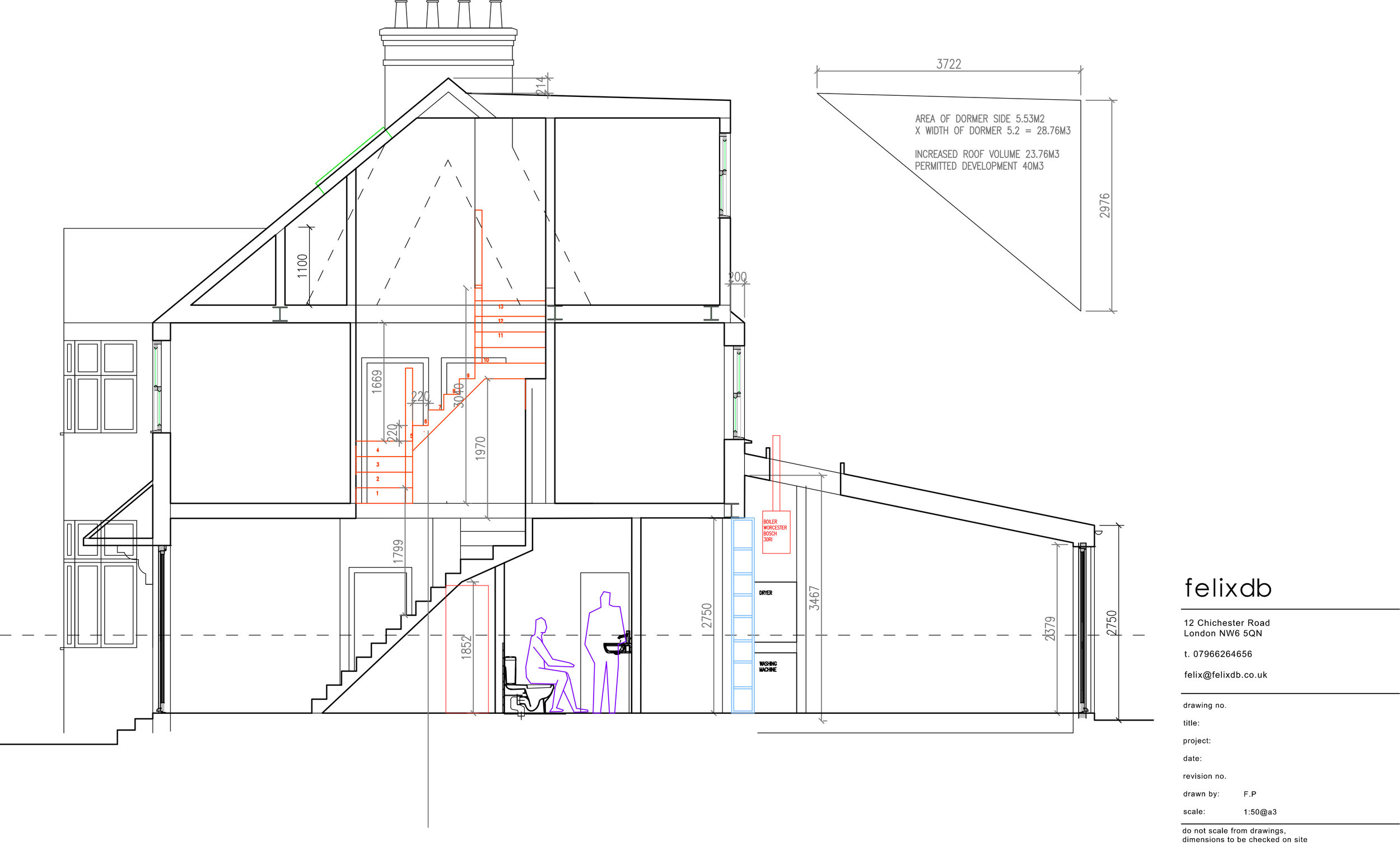 Proposed section through house