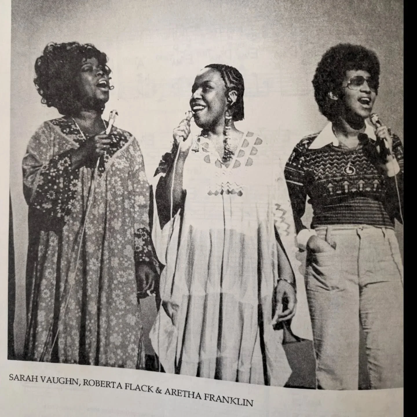 April 2024

I found this photo while perusing a bookstore in the music section and DANG this photo is everything!! I want to know more.. is there a song that features all three voices?? Maybe an old grammy performance?? 

 #sarahvaughn #robertaflack 