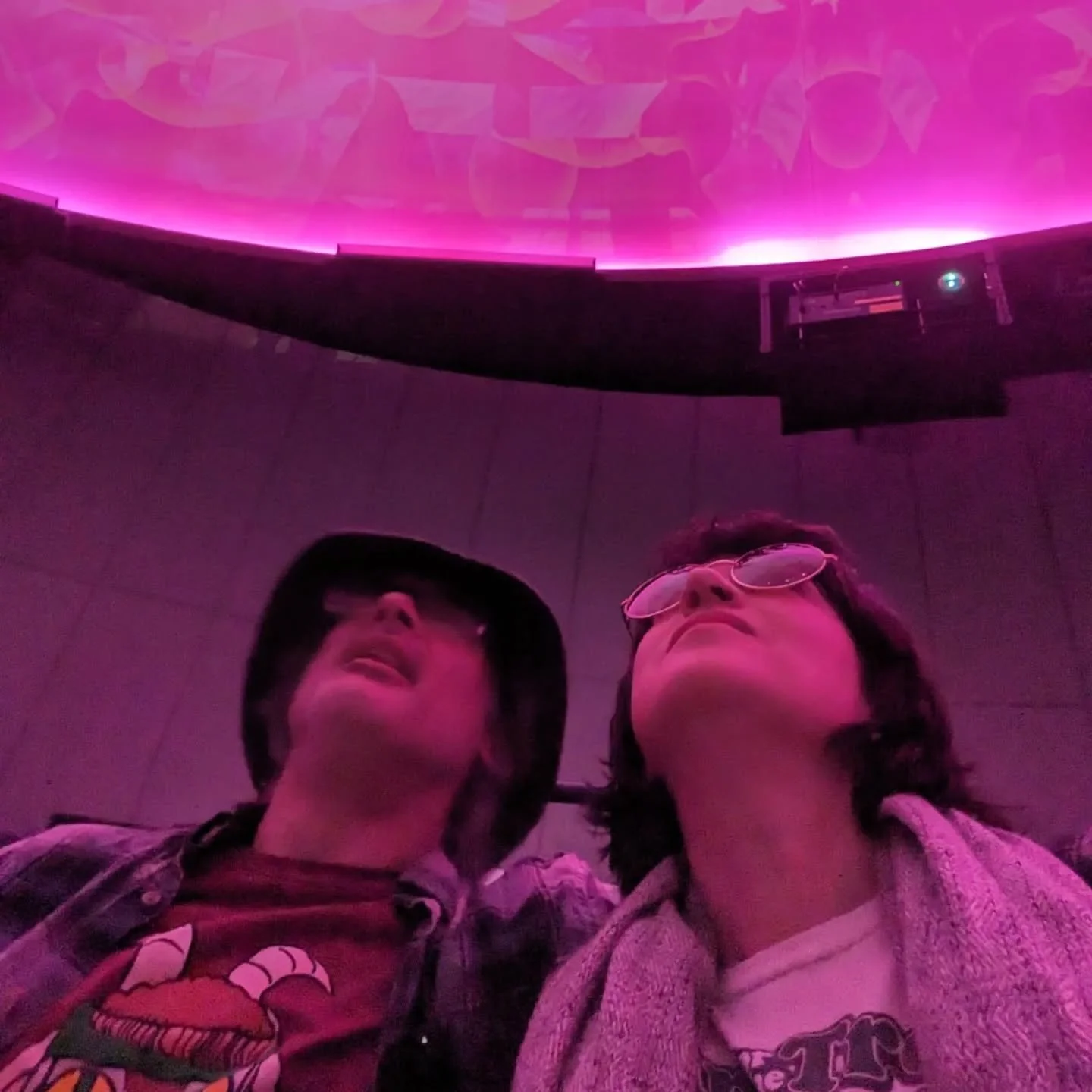 April 2024

One of my favorite pictures with my husband,  @kentuckyrockfarmer was a selfie taken in the planetarium at Morehead  State University on April 20th for the viewing of @mesmerica360 . Composer #JamesHood created trippy visuals to go along 