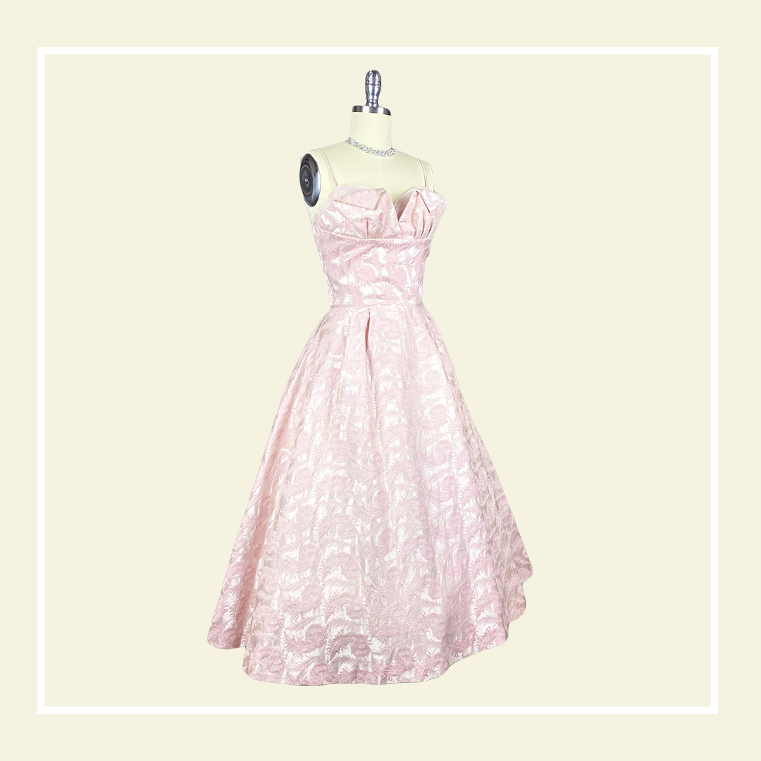 Pink Satin Brocade Gown